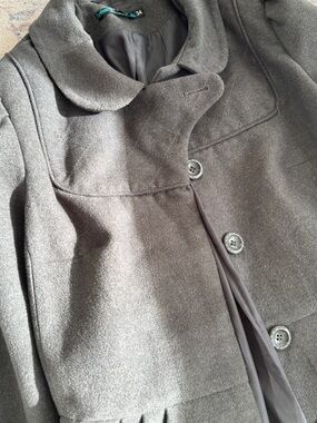 Befree Women's Gray Rounded-Collar Wool-Blend Pea Coat